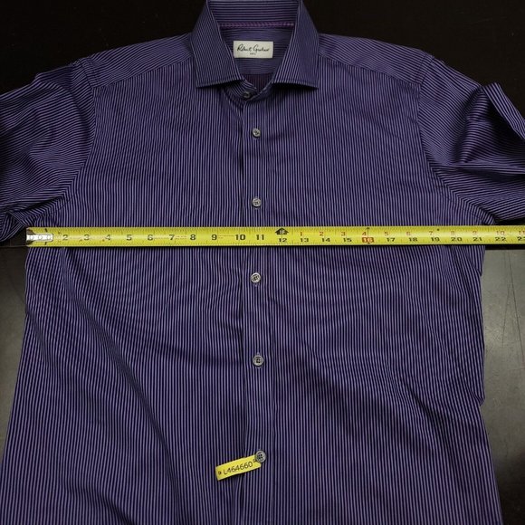 Robert Graham 16.5 42 Button Down Dress Shirt Purple Stripe Originally $175 - Picture 7 of 11